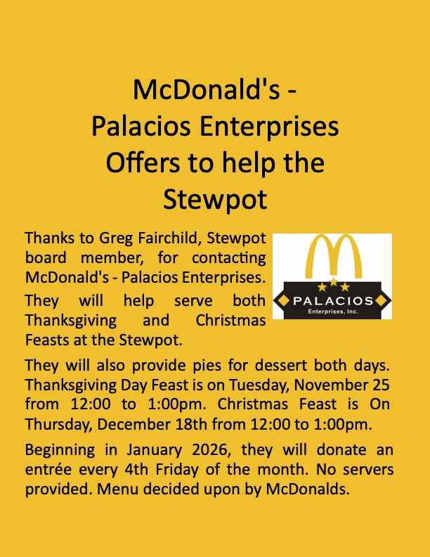 McDonald’s Palacios Enterprises Offers to Help the Little Rock Stewpot
